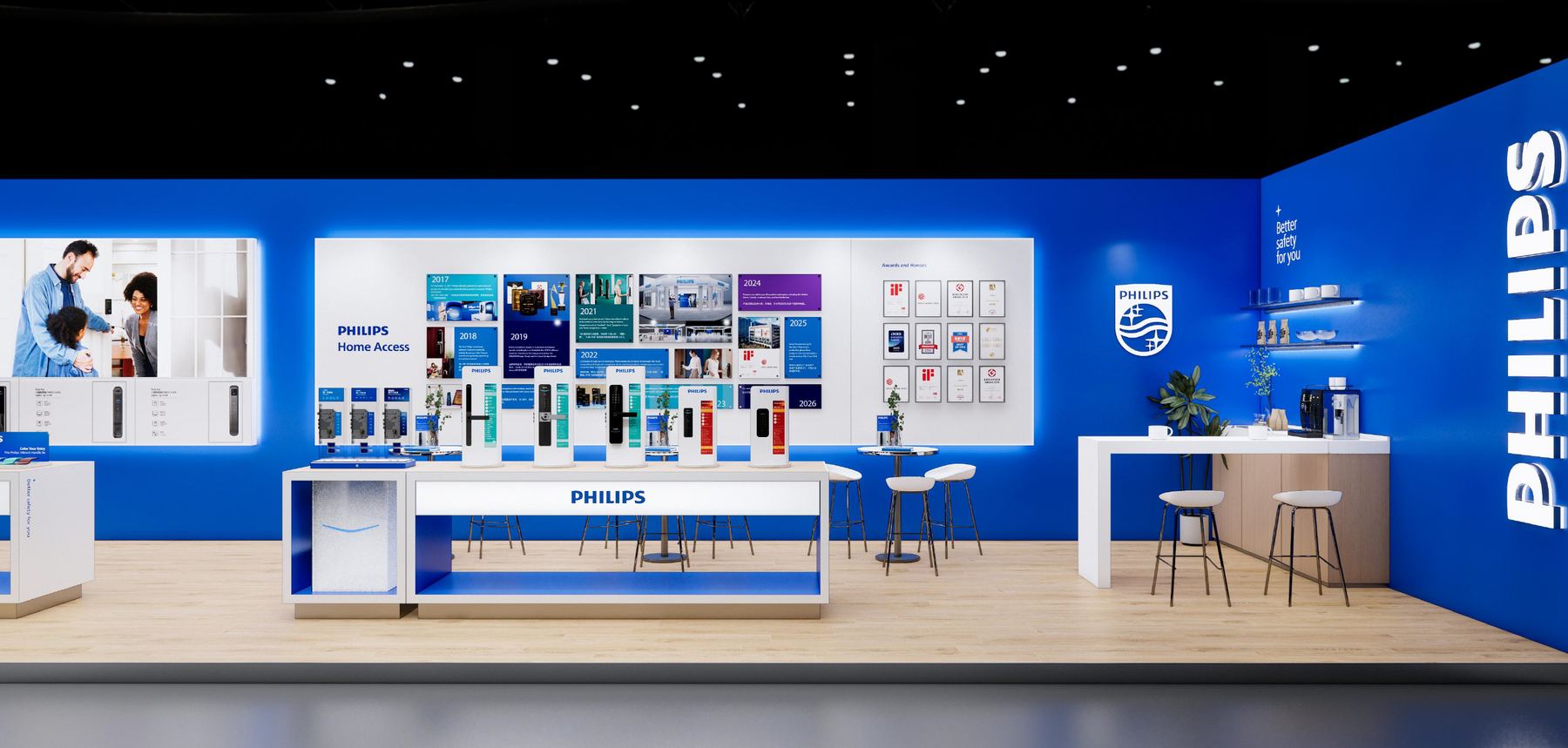 Side view with the PHILIPS wordmark running vertically down the return wall